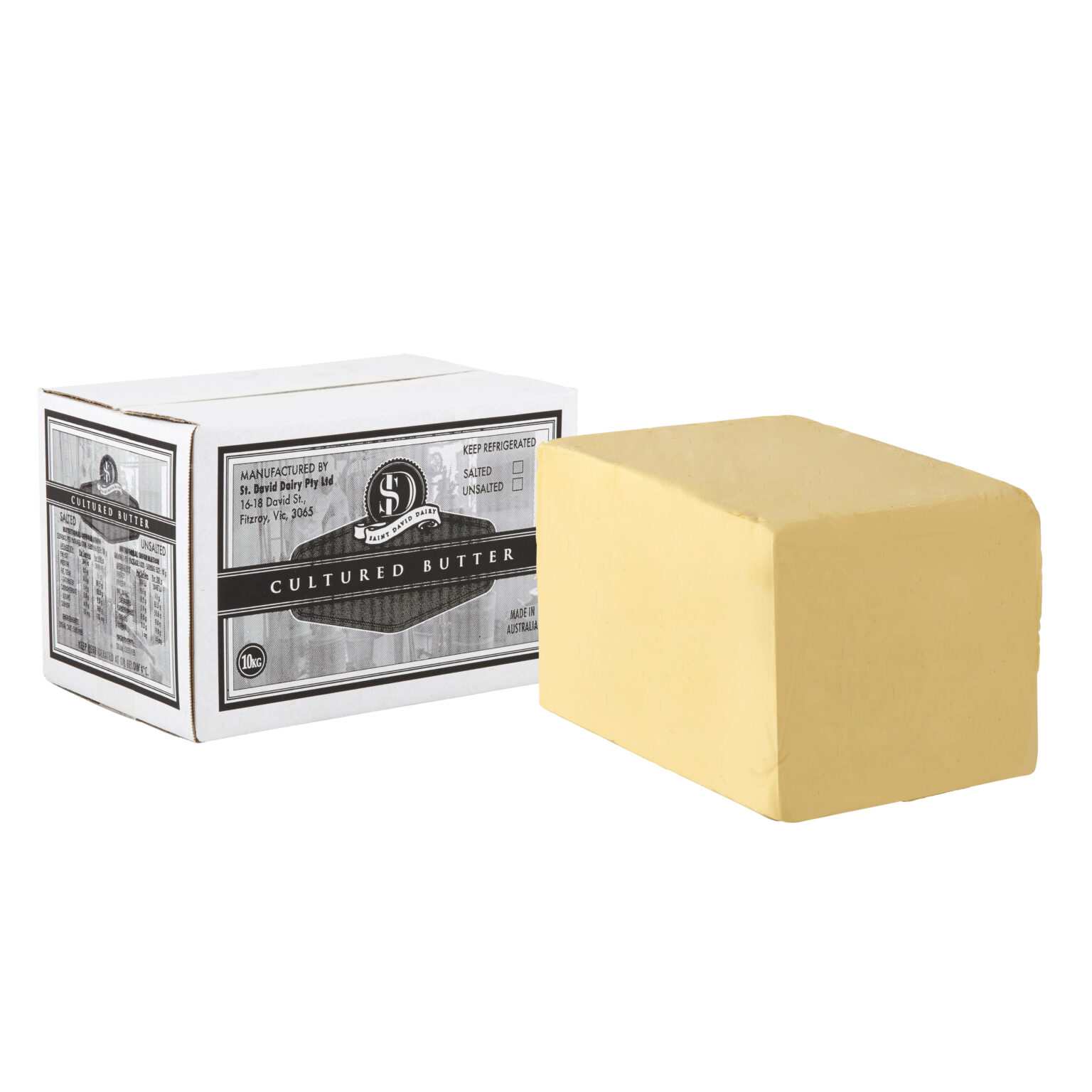 Unsalted Cultured Butter 10kg Block St David Dairy